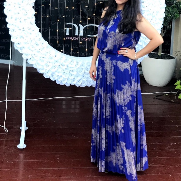 MSK • Metallic-Print Pleated Blouson Gown • 10 - Picture 5 of 5